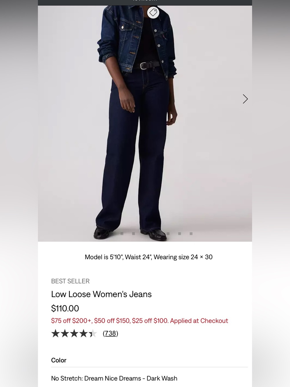 Levi Low Loose Women's Jeans - Dark Wash